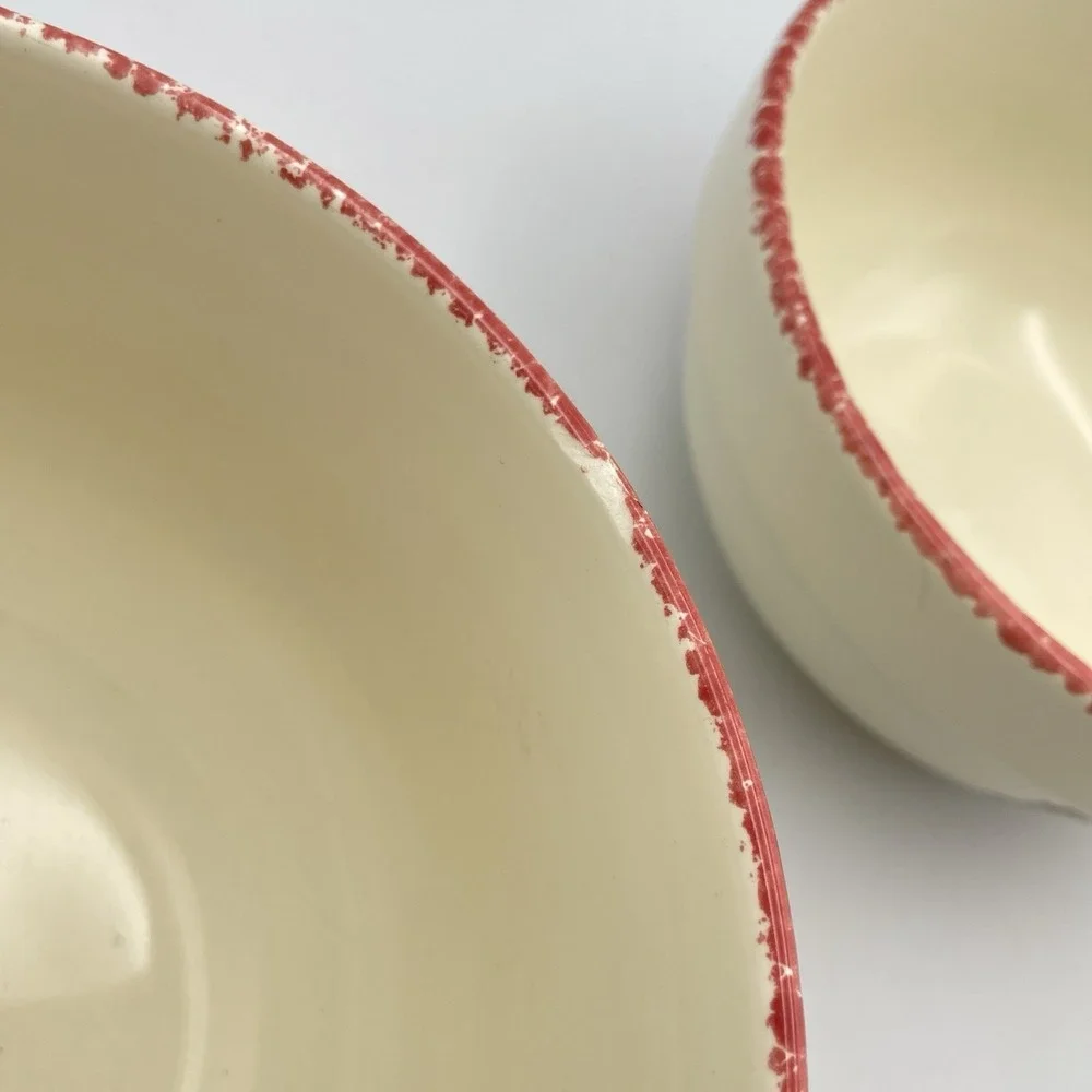 HUABO Farmhouse Mixing Bowls Set Of 2 Country Landscape Rustic Sponge Rim‎